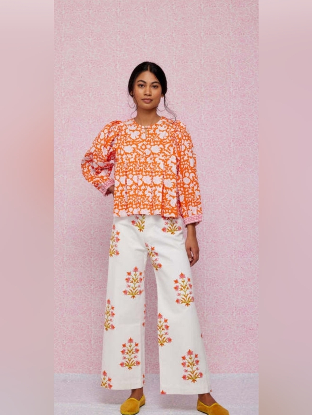 SZ Block Prints Floral Print High Waist Trouser Wide Leg Pants XL